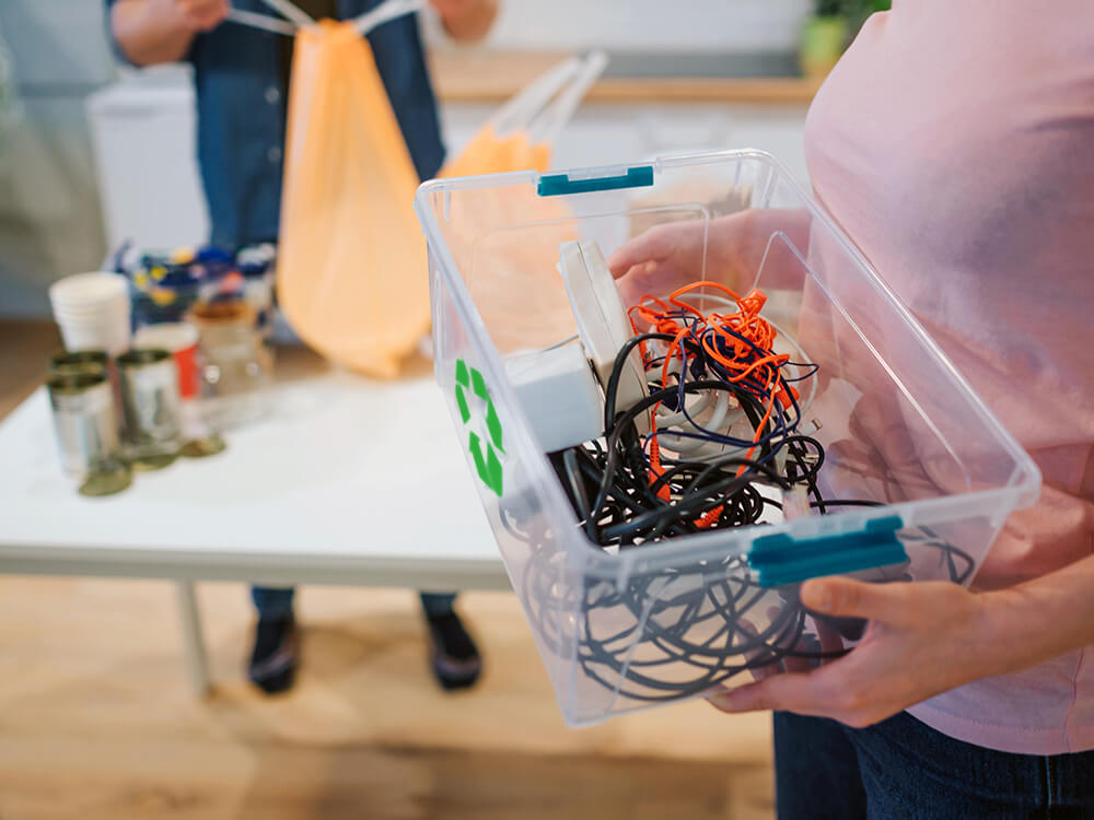 Dropping off recycled electronics