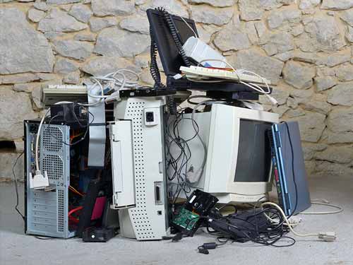 old electronics on the side of the road