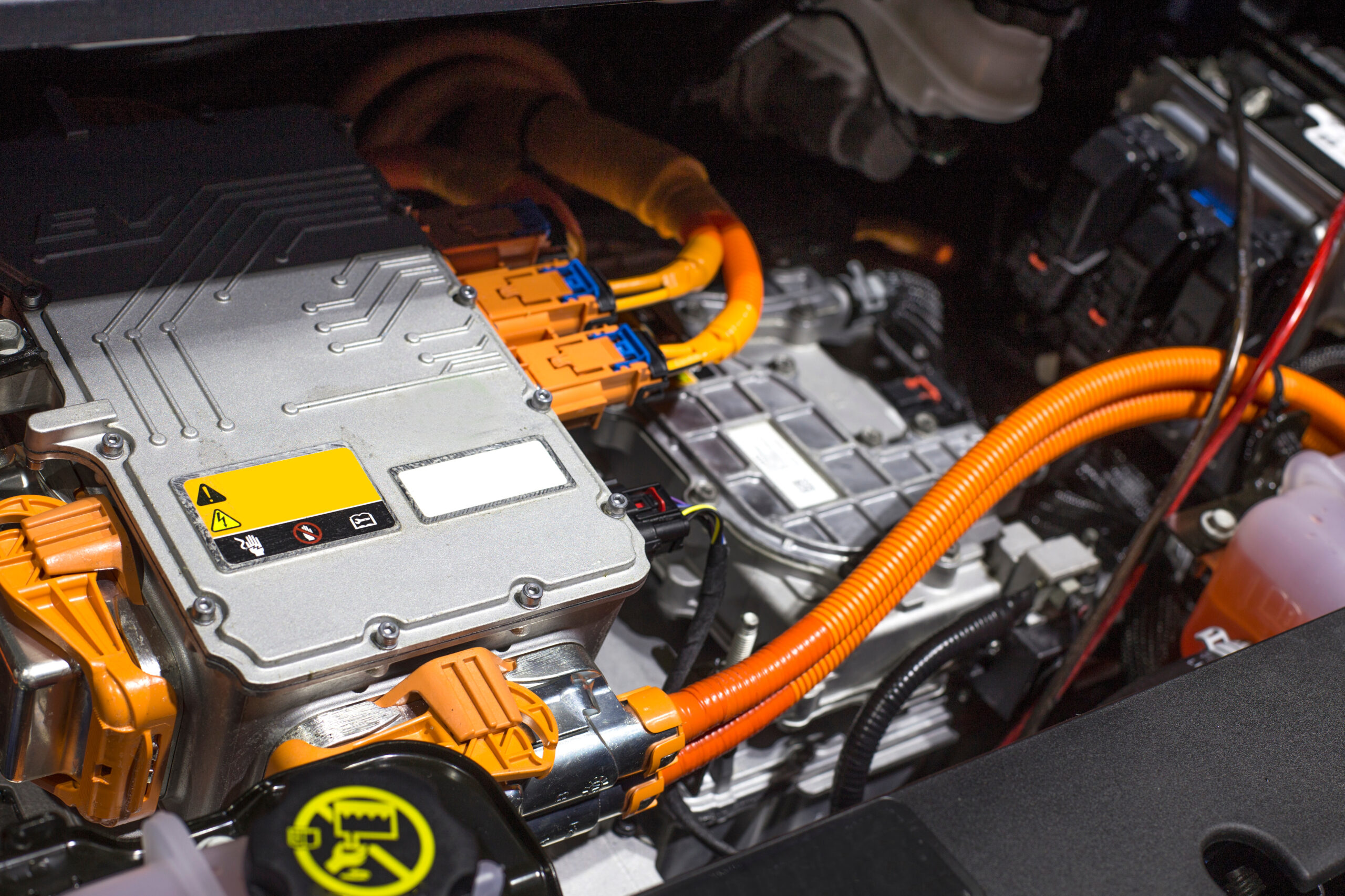A lithium-ion battery inside of an electric car