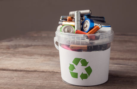 Different Types of Batteries In a Recycling Bin