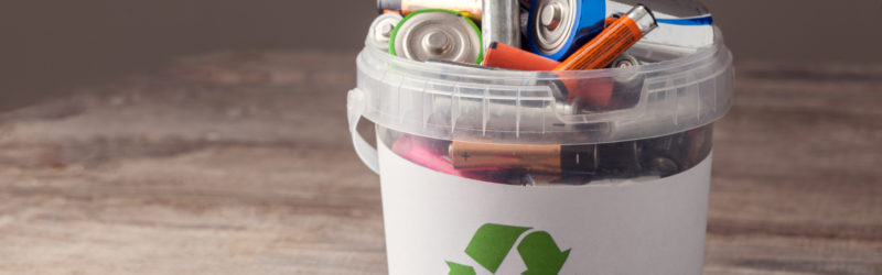 Different Types of Batteries In a Recycling Bin